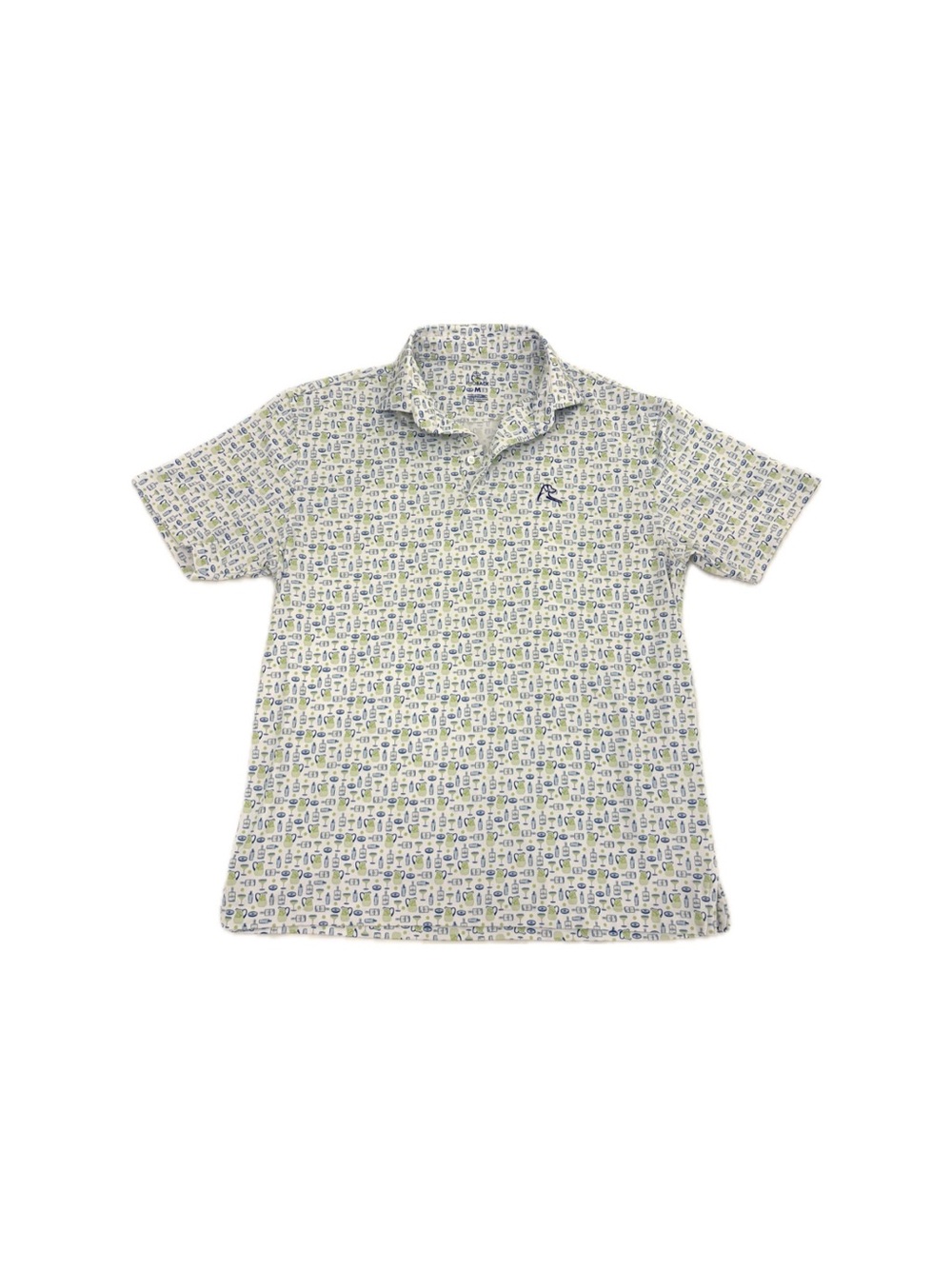 Rhoback The Margarita Performance Men’s Polo White Blue Green – Size Medium